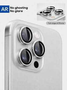 3pcs Silver 9H Metal Lens Tempered Glass Screen Protector Ultra-Thin High Definition Shockproof Scratch-Resistant Wear-Resistant Compatible With IPhone 17/16/15/14/13/12/11 All Series Pro Max/Pro/Plus/Air - Silver - View 2