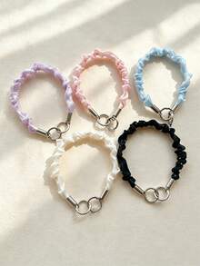 Fashion Irregular Fold Bling Rhinestones Short Lanyard Mobile Phone Pendant Simple Anti-Loss Bracelet Wristband Bag CCD Accessories For Girl - Lanyard - View 3