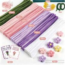 602/678pcs Lily Bouquet DIY Kit, Soft Plush Chenille Stem Handmade Materials, Includes 600pcs Multicolor Chenille Stems, Flower Stems, Floral Tape, With Step-By-Step Tutorial And Making Video, Suitable For Beginners' Handmade Floral Art Kit - SET - View 11