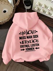 Tween Girl Fun Graphic Print Pullover Sweatshirt, Warm & Comfortable Thermal Lined Pullover Sweatshirt For Autumn/Winter - Pink - View 4