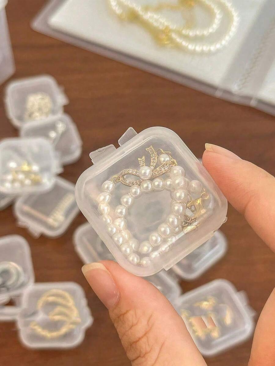 Transparent Portable Small Jewelry Storage Box, Desktop Organizer Box, Anti-Oxidation Jewelry Box With Lid, Square Earring Stud Storage Box, Multi-Function Small Pill Box, Waterproof Pendant Bracelet Ring Necklace Jewelry Box - Multicolor - View 1