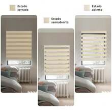 Persianas Enrollables 100x120cm, Semi Opaca Blackout, Doble Capa Persianas Horizontales, Densidad de luz Ajustable, Impermeable para Sala Cocina u Oficina - Beige - Ver 5