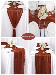 2/5/10pcs Taplak Meja Katun Tebal Warna Burgundy - Gaya Bohemian Vintage Country, Sempurna untuk Pernikahan, Pesta Lajang, dan Pesta Ulang Tahun - Burgundy - View 5