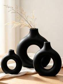 Round Plastic Vase Decor, Decorative Vase, Artistic Vase, Minimalist Living Room Ornament, Centerpiece, Tabletop Decoration. Suitable For Home Tabletop Display, Wedding Decor, Valentine's Day Decor And Other Wedding Decor. - Multicolor - View 5