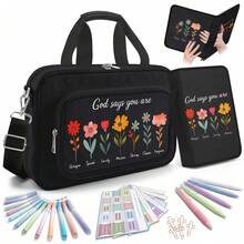 Large Bible Bags For Women Organizer With Bible Cover Case, Bible Cover Study Supplies Bible Journaling Kit Book Carrying Case With Bible Highlighters Tabs, Christian Gift For Women Mom - View 7