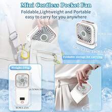 Mini Handheld Fan With Digital Display, Foldable Neck Fan, USB Rechargeable 3000mAh Battery, 180° Adjustable, 3-Speed Wind Settings, Perfect For Personal Cooling, Travel And Sports - Handheld Fan - View 4