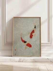 1pc Koi Fish Print, Yin Yang Poster Aesthetic Vintage Wall Art, Black And White Japanese Art Print, Red Cream Koi In Water Japanese Art Print, Minimalist Inspired Poster, Mindfulness Wall Decor, Christmas Decorative Wall Art, Framed/Unframed - 1pc - View 9