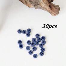 30入彩色迷你圓形四孔手縫鈕扣 DIY 手作髮飾鞋包衣飾裝飾鈕扣配件 - 30pcs 0.6cm深藍 - 查看 15