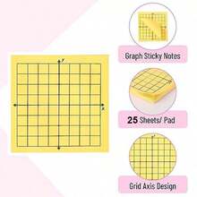 6pcs Colorful Square Mini Sticky Note Pads - 25 Sheets Per Pad, 3x3 Inch, With Various X Y Axis Coordinate Grid Designs - Perfect For Office Supplies, Study Organization And Note Taking - Multicolor - View 4