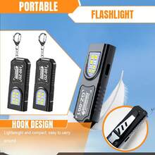 2pcs Mini LED Flashlight, USB Rechargeable Red & Blue Dual Flashing Light, Clip Design, Portable Hands-Free Reading & Work Light, Suitable For Repair, Work, Reading, Camping, Fishing, 5 Adjustable Brightness Modes - Black - View 2