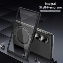 1pc Multicolor Foldable All-In-One Case With Built-In Front Tempered Glass Screen Protector, Built-In Magnetic Ring For Wireless Charging, 360° Rotatable Invisible Metal Kickstand Supporting Horizontal & Vertical Viewing, Micro-Matte Skin-Friendly Shockproof Protective Cover Compatible With Samsung Galaxy Z Fold 8 / Z Fold 8 Ultra / Z Fold 7 / Z Fold 6 / Z Fold 5 / Z Fold 4 / Z Fold 3 - Multicolor - View 6