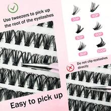LIMEIKAI 640PCS D Curl Waterproof Lash Extensions, 30D-80D Mixed Clusters, 9-16mm Mixed Length False Eyelashes - View 10