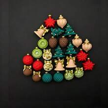 1pc 24-Cavity Mini Christmas Decoration Silicone Mold - Includes Mini Snowflake, Pine Cone, Christmas Tree, Bell And Ball Styles, Suitable For DIY Aromatherapy Candles, Handmade Soap, Epoxy Resin, Plaster Diffuser Stones And Christmas Winter Home Decor Crafts - White - View 5