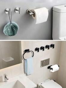 Drill-Free Self-Adhesive Toilet Paper Holder, Roll Paper Storage Rack, Bathroom Kitchen Bedroom Paper Towel Storage Rack, Wall Storage Rack, Home Kitchen Bathroom Back To School Essential Accessory - Multicolor - View 7