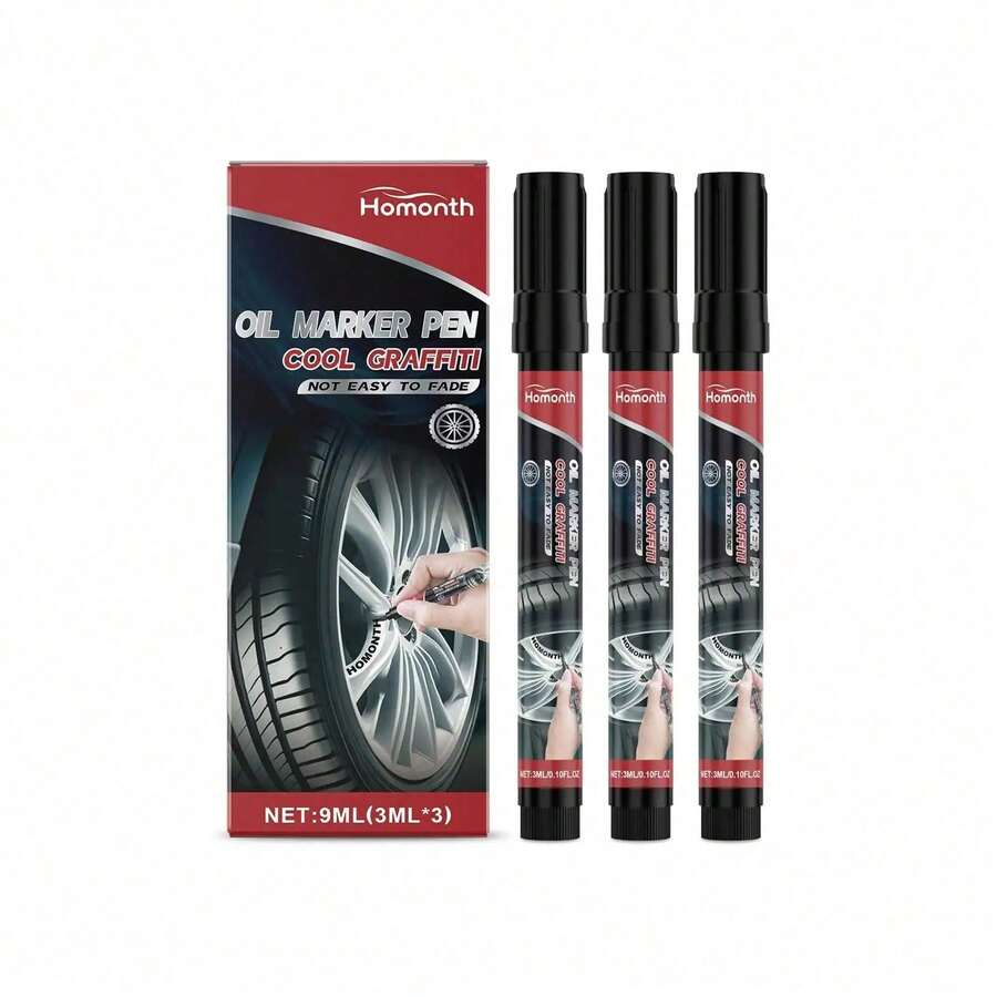 Marcador de aceite para neumáticos de coche Homonth, pintura para neumáticos de coche, graffiti, pintura, marcador de coche DIY genial 1SNW - A - Ver 1