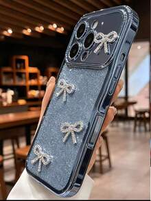 Casing Ponsel Mewah Lucu Berkilau dengan Hiasan Pita Berlian Imitasi, Kompatibel dengan iPhone 17 Pro Max 17 Pro 17 16 Pro Max 16 Pro 16 15 Pro Max 15 Pro 15 14 13 17 Air, Casing Lembut dengan Tepi Bergelombang, Hadiah untuk Wanita dan Anak Perempuan - Biru - View 2