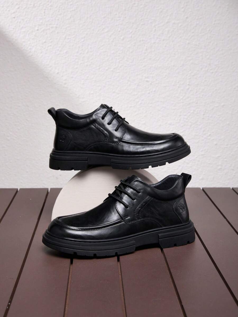CAMEL CROWN Men's Business Casual Leather Shoes, Soft Sole, Anti-Slip, Comfortable, Breathable, Suitable For Formal Occasions - Black - View 1