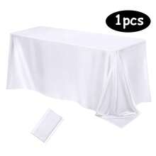 1pc Elegant White Satin Tablecloth: Perfect For Wedding Receptions, Parties And Home Decoration - Rectangular, Woven, Soft And Shiny - Multicolor - View 14
