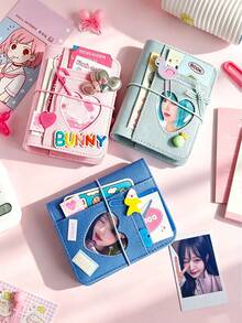M5 Loose-Leaf Mini Notebook Sticker Storage Album Sticker Collection Book Card Storage Album Pink Blue Denim Heart Loose-Leaf Notebook With Elastic Band Photo Card Collection Album Idol Photo Album - M5 - View 8