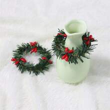 Christmas Red Berry Pine Needle Napkin Rings, Mini Wreath Napkin Buckles, Xmas Table Setting Decor - Multicolor - View 12