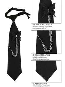 Minimalist Chain Pull-Up No-Tie Personalized Bow Tie - Black 1 - View 2