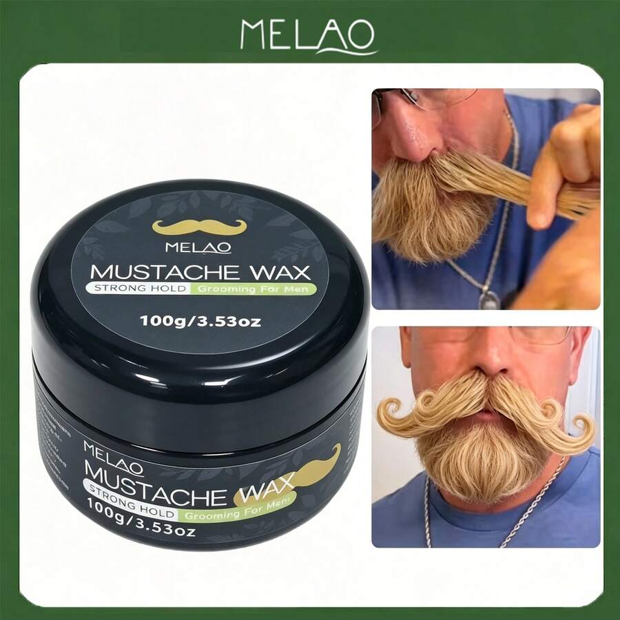 MELAO 強力定型鬍鬚蠟 100g/3.53oz，男士鬍鬚造型蠟，持久定型，塑造並馴服亂翹鬍鬚與面部毛髮 - 100克 - 查看 1