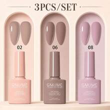 GMUME 3pcs Gel Nail Polish Set Color 02 06 08, 7.5ml Per Bottle, Blush Nude Cocoa Gray Brown And Purple Red, Color Matched Bottle, UV LED Soak-Off Gel Nail Polish, Suitable For Quiet Luxury Office Manicure - Multicolor - View 13