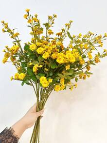 1/2/3pcs 27.6in Artificial Rose Flowers, Suitable For DIY Flower Wall, Scene Decoration, Living Room Bedroom Vase Arrangement, Wedding, Party Decor, Tabletop Centerpiece. Suitable For Autumn/Winter Seasons, Can Be Used For Room Decor, Home Decor - Yellow - View 5