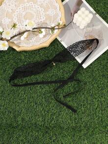 1pc Lace Wide Band Alloy Ocean Element Decorative Knotted Headband, Breathable Comfortable Women's Hair Hoop, Vintage Bohemian Style Summer Early Autumn Daily Outing Beach Wedding Outdoor Hair Accessory - Multicolor - View 10