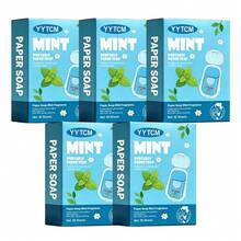 YYTCM Sabun Lembaran Portabel Aroma Mint 50 lembar dengan Kotak Penyimpanan, Kertas Sabun Tangan Mini Sekali Pakai untuk Perjalanan Luar Ruangan dan Berkemah, Mudah Berbusa, Pembersih Lembut - Mint - View 11