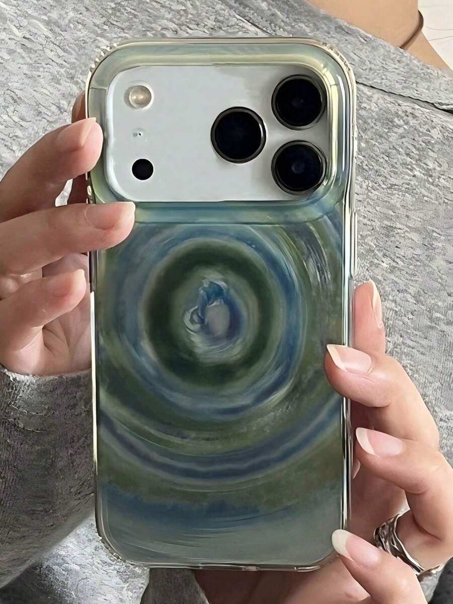 Summer Mint Green Gradient Star Vortex Pattern Phone Case Compatible With IPhone 17 Pro Max 17 Pro 17 16 Pro Max 15 Pro Max 14 Pro Max 16 15 14 Plus 13 Pro Max 12 Pro Max 11 Fashion Glossy Soft TPU Protective Back Cover - Multicolor - View 1