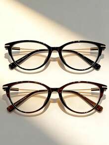 1/2 Paar Vintage Katzenaugen Brillen, Y2K kleiner Rahmen, leichte transparente Gläser, modische dekorative Brille, Metallrahmen, geeignet für den täglichen Gebrauch - Verschiedenfarbig - Übersicht 6