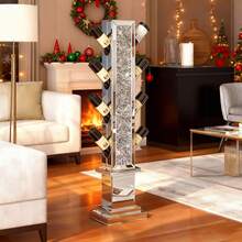 Modern Freestanding Floor Wine Rack With Crushed Crystal Inlay, 8 Bottles Capacity Wine Bottle Storage Rack, Decorative Display Furniture For Home Bar & Indoor Dining Decor - Silver - View 8
