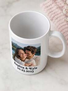 1pc Personalized Photo Mug, Customized Coffee Cup, Personalized Water Bottle, Customized Photo Mug, Personalized Photo, Mom Photo Mug, Mug With Photo And Text, Personalized Photo Coffee Cup, Photo Mug, Customized Name Mug, Perfect Gift For Friends And Family, Suitable For Any Special Occasion, Valentine's Day Gift, Gift For Her, Gift For Him - White - View 8