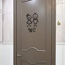 1pc INS Black & White Line Art Unisex Bathroom Decor Sticker, Paired With Handwritten Artistic Font WC Sign, Overall Fresh And Minimalist Style, Versatile And Soft. Waterproof Surface, Dust And Water Stains Can Be Directly Wiped Clean; Made Of Self-Adhesive PVC Material, Moderate Adhesion And No Residue. - one-size - View 7