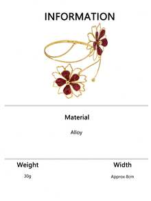 3pcs/1pc Red Floral Arm Cuff Cold Style Elegant Luxury Arm Chain Exquisite Fashion Five-Petal Flower Arm Cuff Set - Red - View 9