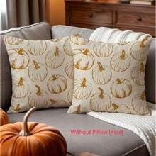 2er/Set Herbst-Linie Kürbis Kissenbezüge, Ernte-Landhausstil Wohnzimmer Außenbereich Terrasse vielseitige Kissenbezüge, geeignet für Sofa, Schlafzimmer, Garten und Heimdekoration, Thanksgiving Geschenk (Kissenfüllung nicht enthalten) - Verschiedenfarbig - Übersicht 5
