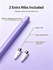 1 Set Universal Active Stylus Pen For Touchscreen, With 2 Extra Replacement Tips, Replacement Pen Tips And Portable Storage Box, Double Click To Power On, No Bluetooth Required, Compatible With Tablets And Smartphones - Multicolor - View 6