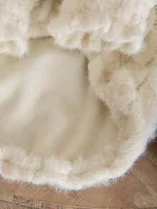 Mock Neck Puff Sleeve Pet Knit Top, Hollow‑Out Cable Knit Dog Sweater, Ruffled Cuff Fashion Apparel For Small Dogs - White - View 9