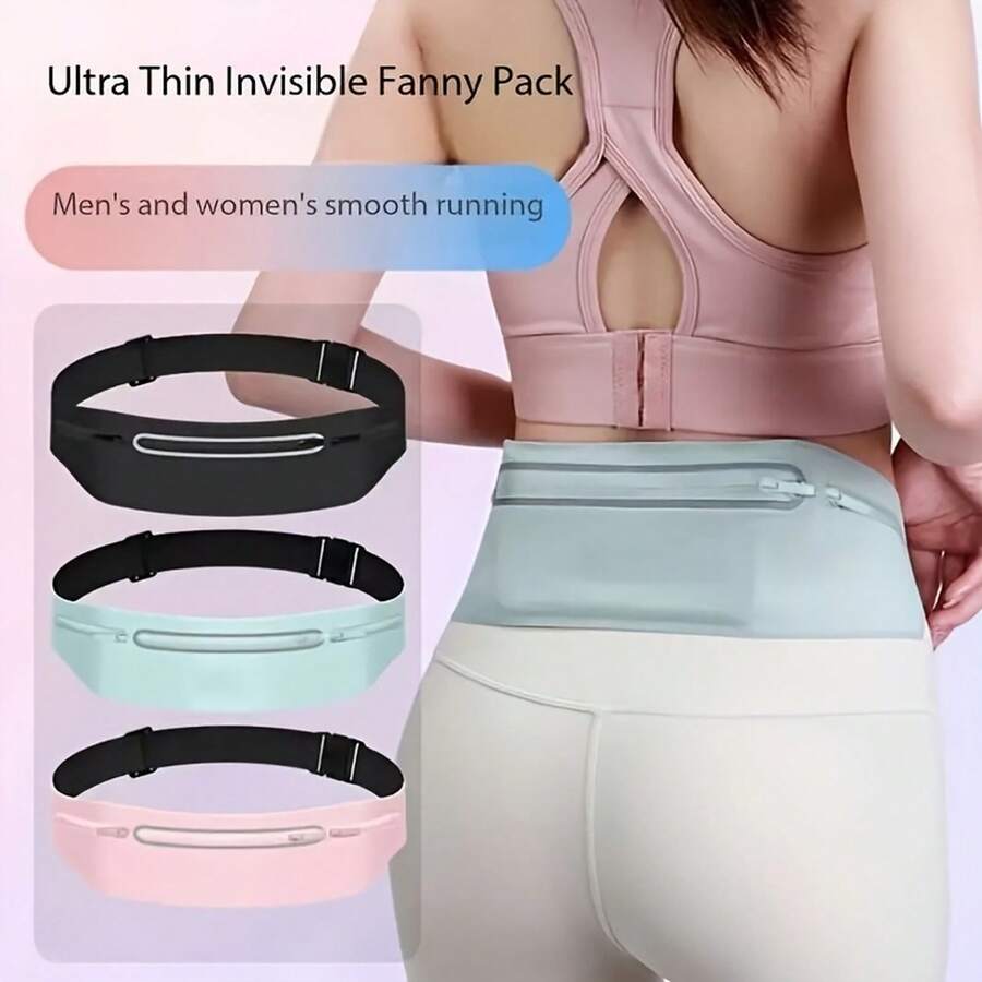 [Ultra-Waist Bag] Ultra-Lightweight Waist Bag |   3-Pocket Design Fits.5-Inch Phone, Adjustable 50cm Strap Running, Cycling, Traveling |   Unisex Fanny Pack - Black/Aqua/Pink/, Small Crossbody Sports Pouch - Black - View 1