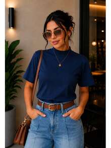 Women Blouses - Navy Blue - View 3