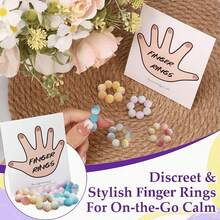 3/2/1pc Sensory Rings With Tactile Beads, Random Color, Stress Relief Design, Adjustable Rings, Multi-Color Gradient, Can Be Used As Finger Massager, Various Styles Tactile Bead Stress Relief Rings - Multicolor - View 5