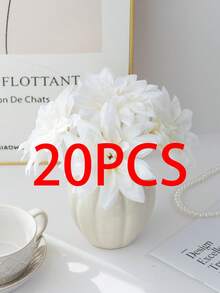 12/20Pcs Artificial Dahlia Flower Heads With Stems For Home Room Wedding Decor, Outdoor Restaurant Centerpieces, Parties, Gifts, Bridal Bouquets, Valentine's Day Mother's Day Decor, DIY,Wall Arch Background Decor Accessories, Front Door Yard Decor - Milky White - View 10