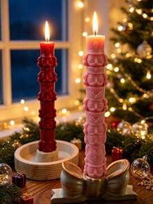 1pc Stacked Nutcracker Shaped Scented Candle, Christmas Atmosphere Decorative Candle, Suitable For Home Tabletop Decor, Holiday Party Decoration And Christmas Guest Gifts, Christmas, New Year, Winter Holiday - 1PC - View 4