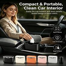 This Trash Can Is Made Of Microfiber Leather And ABS Material, Specifically Designed For Vehicles To Maintain Its Shape And Fit 99% Of Car Models. It Can Handle Both Dry And Wet Waste, Is Easy To Install, And Does Not Damage The Vehicle. - Car Trash Can - View 12