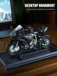 1pc 1:18 Diecast Alloy Racing Motorcycle Model With Base, Mini Simulation Sport Racing Bike Desktop Ornament, Collectible Toy Gift For Motorcycle Enthusiast - Black - View 5