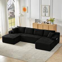 Modular U Shape Sofa - Black 6 Seat - Black 6 Seat - View 1
