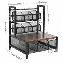 Tea Bag Organizer, Tea Bag Holder For The Kitchen, Countertop Teabag Organizer With Drawer Basket - Black + Vintage Brown - View 2