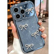 Casing Ponsel Mewah Lucu Berkilau dengan Hiasan Pita Berlian Imitasi, Kompatibel dengan iPhone 17 Pro Max 17 Pro 17 16 Pro Max 16 Pro 16 15 Pro Max 15 Pro 15 14 13 17 Air, Cocok untuk Anak Perempuan dan Wanita, dengan Tepi Bergelombang dan Bahan Lembut, Hadiah untuk Anak Perempuan dan Wanita. - Biru - View 13