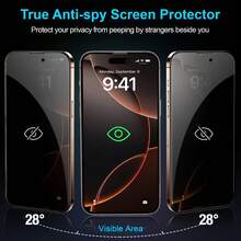 RQVQJ 3Pcs Privacy Protection Full Screen Tempered Glass Compatible With IPhone 17 16 15 14 13 12 11 Pro Max X XS XR 16 15 14 Plus 17e 16e Protector Protect Screen Anti Peeping Full Screen Phone Protective Film Clear Protective Cover Glass Film - Black - View 4